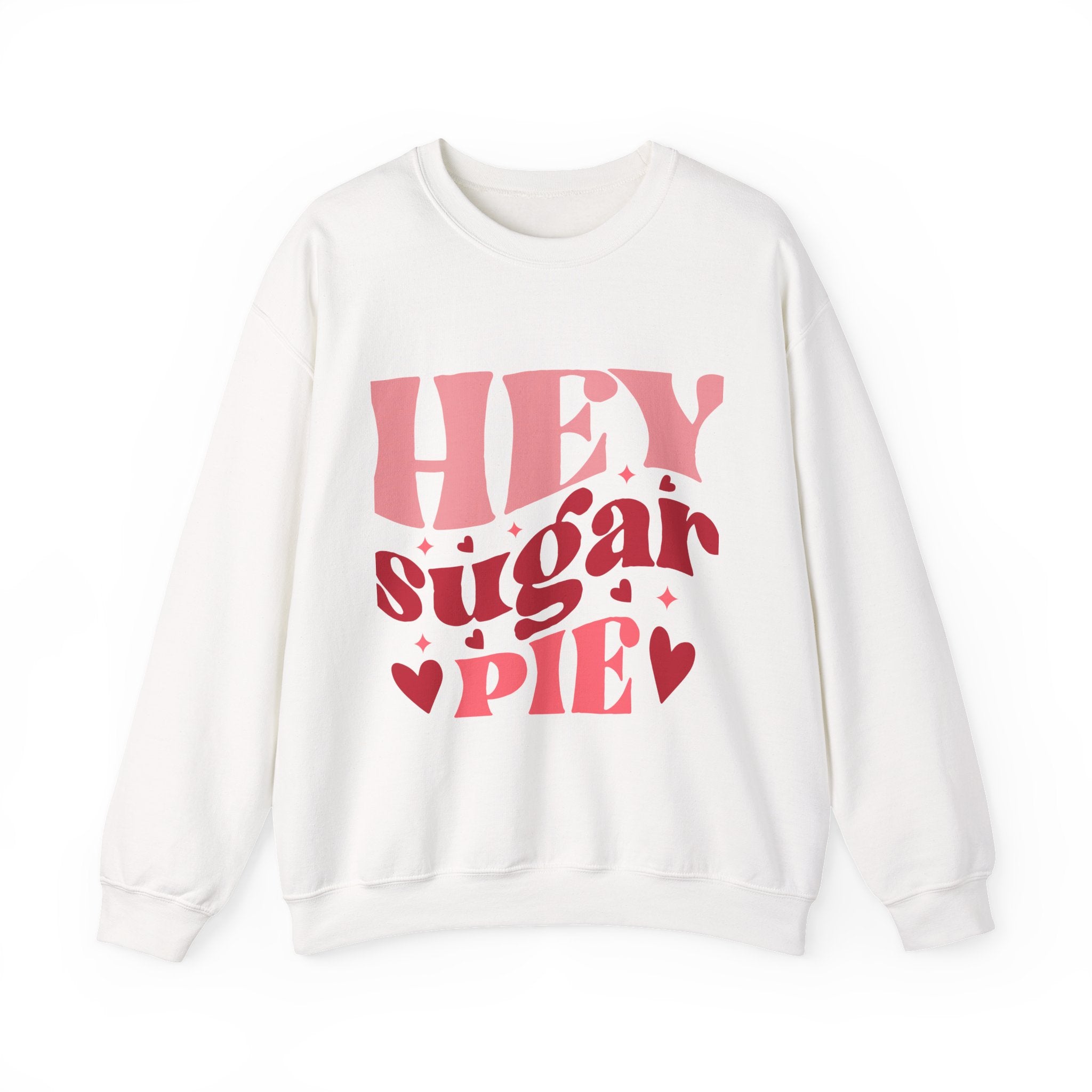 Hey Sugar Pie Crewneck Sweatshirt — Retro Pink Heart Graphic