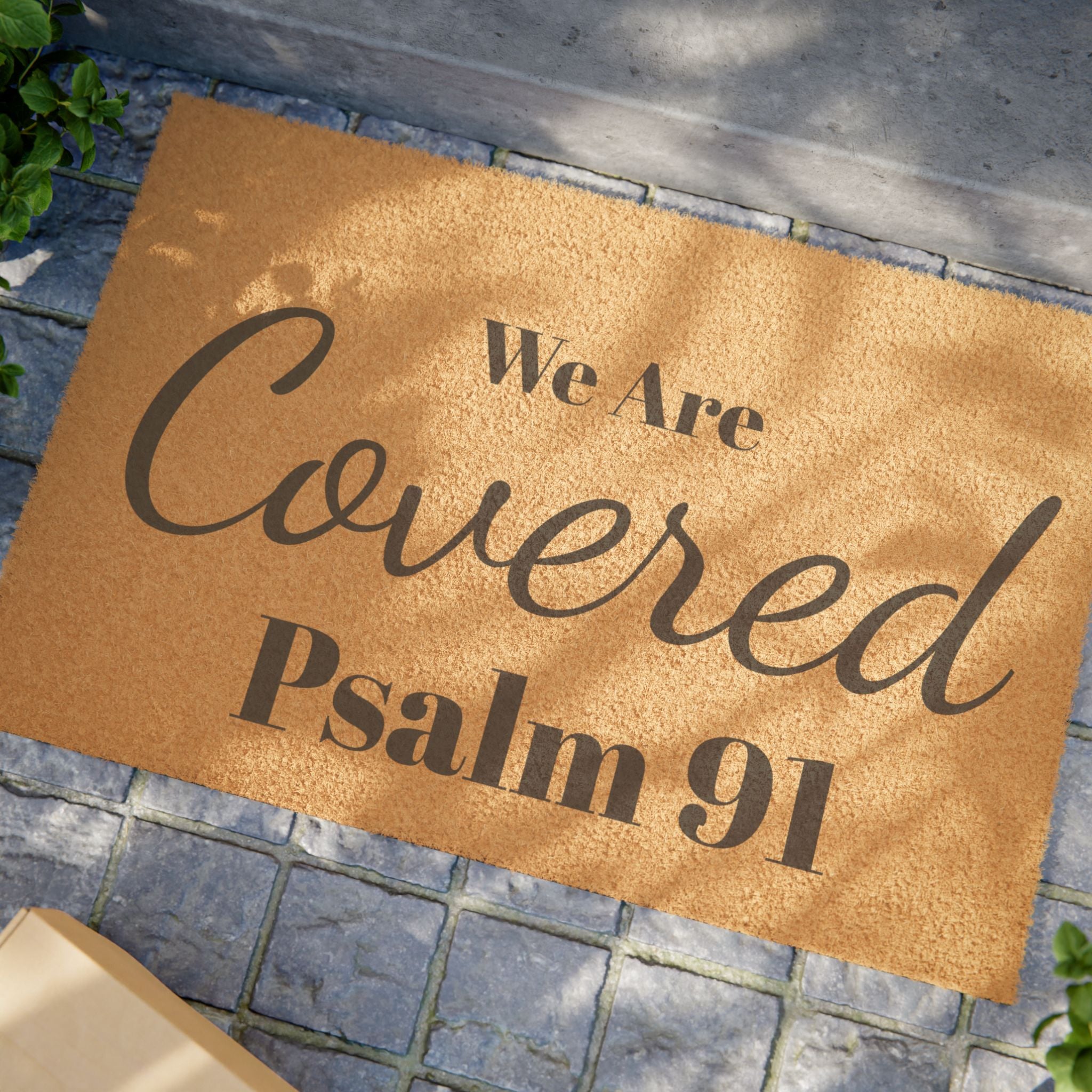 Doormat — "We Are Covered Psalm 91" Religious Welcome Mat